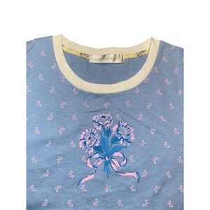 LoveShackFancy Blue and Pink Short Sleeve Tee